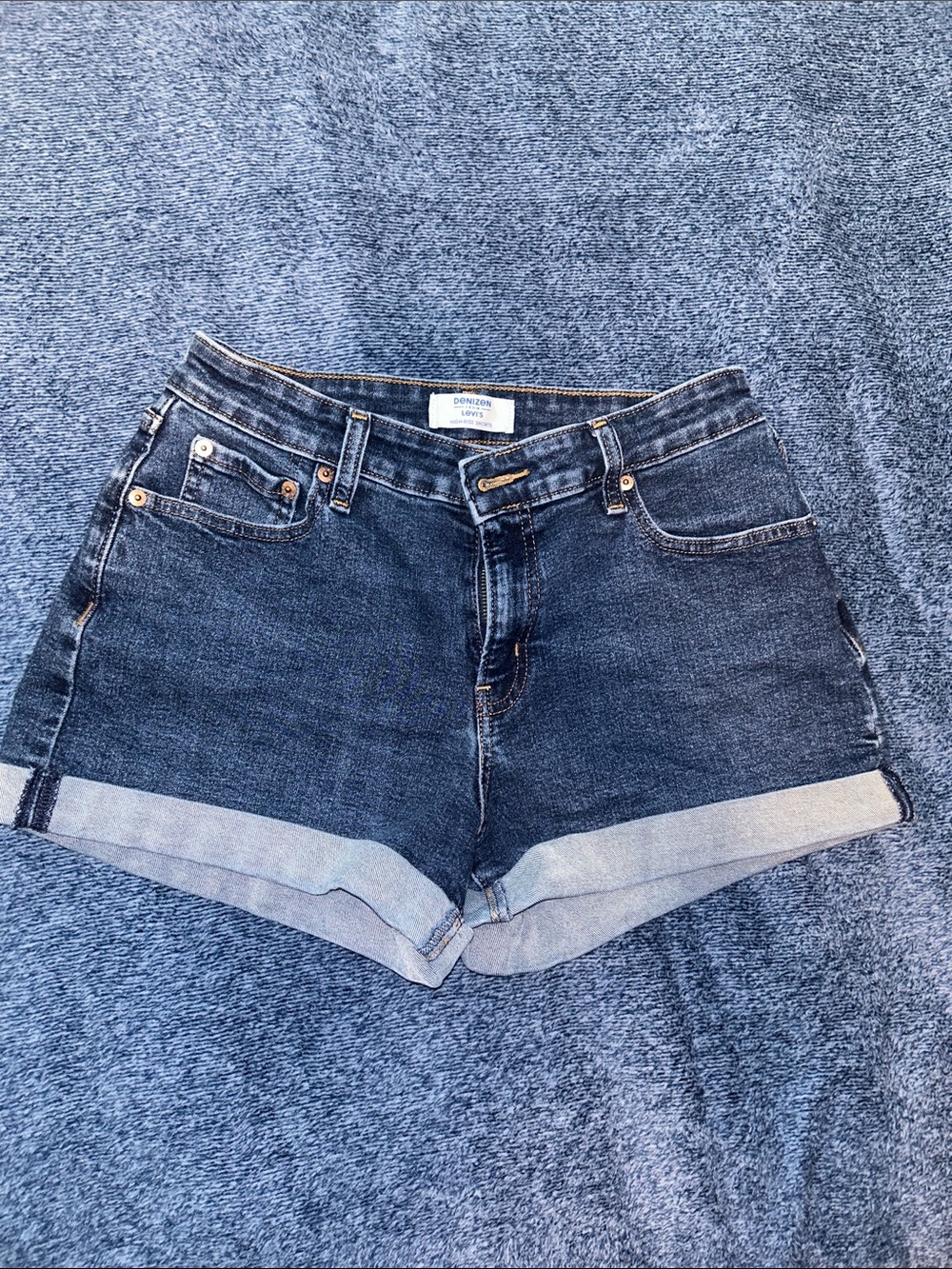 Levi's Dark Blue Rolled-Hem Jean Shorts